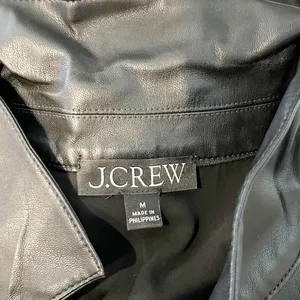 J. Crew Button Up Short Sleeve Faux Leather Mini Dress Black Medium thumbnail 2