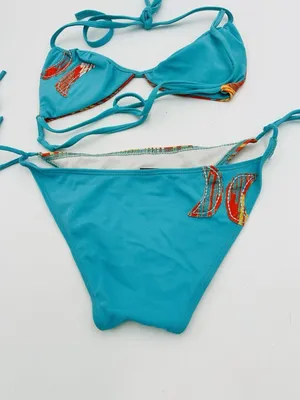 Hurley Teal Orange Bikini Size Small Halter Tie Swimwear Two Piece thumbnail 10