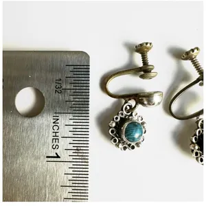 Joy Mexico sterling silver vintage turquoise screw back earrings thumbnail 8