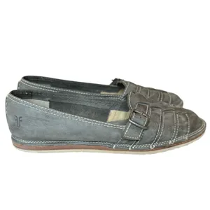 Frye Milly Fisherman Women's Charcoal Leather Slip-on Leather Flats Size 9.5 thumbnail 3
