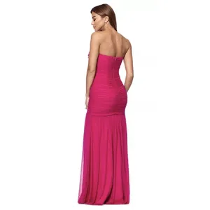 XSCAPE gown allover ruched bodice and straight neckline Size 10 Pink Flowy thumbnail 3
