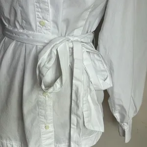Free People Abbey Bishop Sleeve Button Down White Tunic Size Medium thumbnail 8
