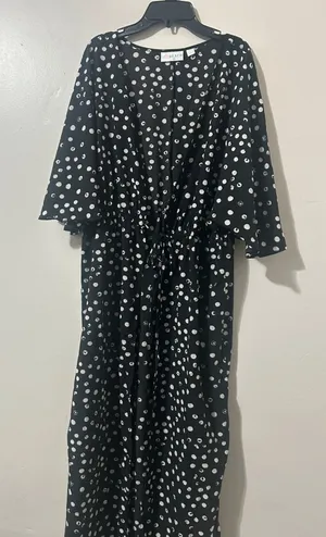belle beach by kim gravel black polka dot maxi dress size M/L thumbnail 1