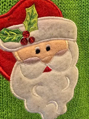 {L} Vintage Christmas Santa Claus Knit Sweater Cardigan Embroidered Embellished thumbnail 6