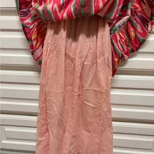 THML Multicolor Ikat-Style Summer Dress in Blue and Coral thumbnail 7