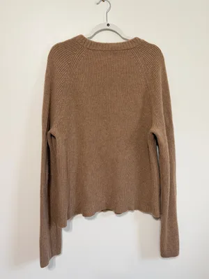 Quince Mongolian Cashmere Fisherman Crewneck Sweater Size XL Women’s Tan Brown thumbnail 6