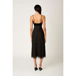 NIA The Brand Guest Black Velvet and Lace Midi Dress Whimsigoth Wedding Formal S thumbnail 3