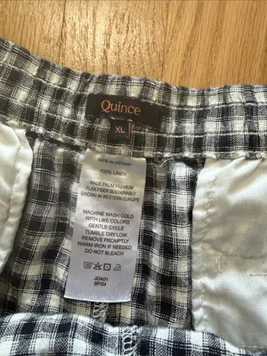 Quince 100% European Linen Shorts Classic Mini Gingham Sz XL thumbnail 2