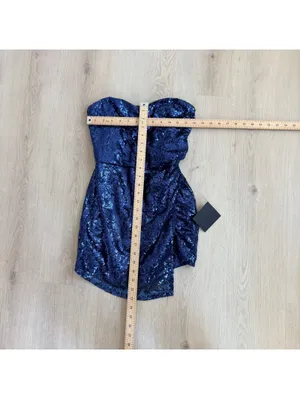 Lulu's NWT Women's Dancefloor Diva Blue Sequin Strapless Skort Romper Size S thumbnail 8