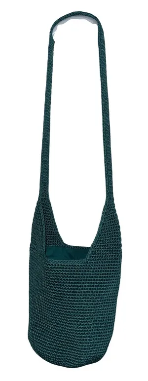 The Sak Teal Crochet Crossbody Bucket Bag Boho Knit Hobo Purse Indie Hippie thumbnail 1