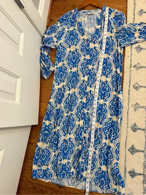 Zara Medallion Print Button Down Tunic Kaftan Midi Dress Size Small thumbnail 9
