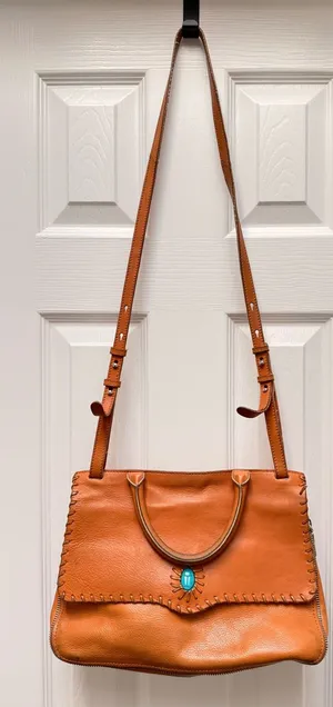 Rebecca Minkoff Western Boho Leather Crossbody | Turquoise Detail‎ | Saddle Tan thumbnail 1