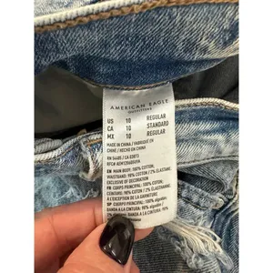American Eagle Highest Rise 90s Boyfriend Jeans Womens Size 10~Distressed Plaid thumbnail 9