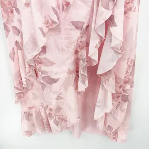 Womens Pink Pastel Floral Lace-up Corset Ruffle Coquette Fairy Maxi Dress Size S thumbnail 6