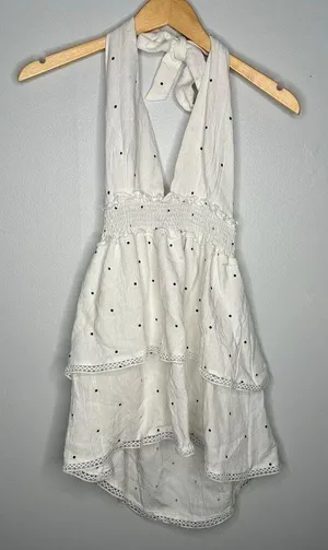 Superdown Women's Emilia Ruffle Halter Mini Dress White + Black Polka Dot Size M thumbnail 2