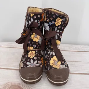 No Boundaries Lexie Boots Brown Corduroy Retro Floral Flower Power Boho Hippie 8 thumbnail 5