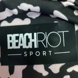 Beach Riot Black Cream Animal Leopard Print Knot Athletic Sports Bra Top Size M thumbnail 4