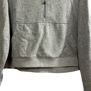 Trendy Queen Women's XL Gray Cropped Fleece Lined Half‎ Zip Hoodie thumbnail 5