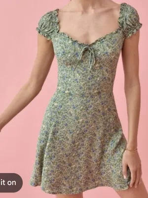 Reformation Pacey Green Floral Dress Size 10 thumbnail 1