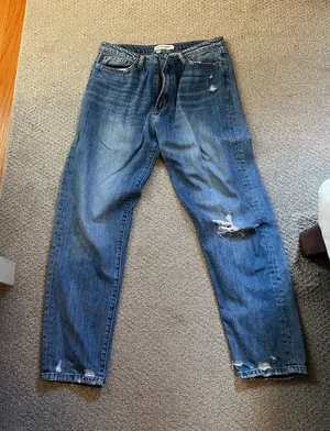 Flying Monkey Women's High-Rise Distressed Denim - Medium Blue thumbnail 1