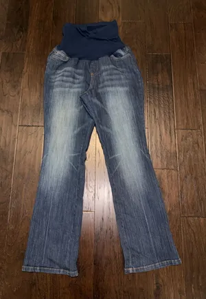Motherhood Navy Waistband Blue Wash Maternity Flare Jeans XL thumbnail 1