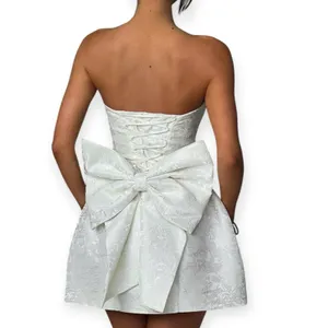 NWD BabyBoo Elenora Mini Dress Ivory Big Bow Size Medium thumbnail 2