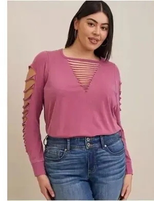 NEW Torrid Classic Fit Cotton Crew Neck Slasher knit purple Tee plus size 2X thumbnail 1