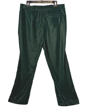 Old Navy Green Velvet Wide Leg Pants Womens L Taylor Trouser Holiday Flare thumbnail 1