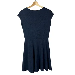 Splendid Navy Blue Leopard Print Short Sleeve A-Line Mini‎ Dress S thumbnail 2