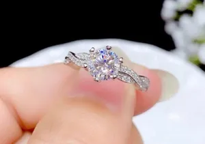 18K White Gold Plated Adjustable 1 CT CZ Diamond Wedding Ring for Women thumbnail 5