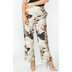 IC Collection Printed Pants Wide Leg Pull On Resort Flower Watercolor Small NWT thumbnail 2