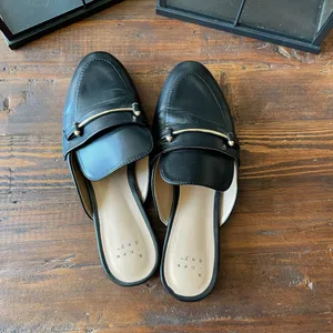 A New Day Black Leather Slip-On Loafers with Gold Accent thumbnail 3