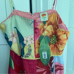 NWT Farm Rio Mixed Garden Dress Floral‎ Patch Linen Midi thumbnail 3