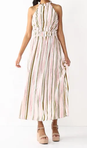 Nine West Gathered Waist Halter Maxi Dress thumbnail 1