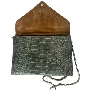 Vintage Green Croc Embossed Chain Strap Envelope Shoulder Bag thumbnail 2