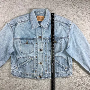Liz Authentic Denim Jacket Women L Vintage‎ 90s Trucker Indie Grunge Utility thumbnail 9