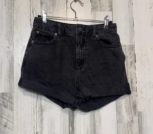 GARAGE Denim High Rise 90s Straight Cuffed Black Shorts Womens Size 01 (25) thumbnail 1