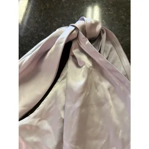Boston Proper charmeuse‎ fringe one shoulder blouse Silver Shirt Boho Top Zip thumbnail 2