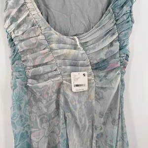 FREE PEOPLE Dress Size 2 Heart to Heart Midi Fairy Ocean Blue Ruched Flowy NWT thumbnail 9