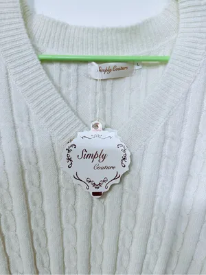Simply Couture Ivory Cable-Knit V-Neck Long Sleeve Dress thumbnail 4