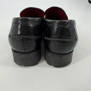 Ralph Lauren‎ Veronique Black Croc Embossed Leather Loafers RL Logo Size 9B thumbnail 4