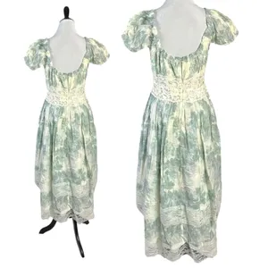 Free People Ethereal Dainty Cottage Lace Honeysuckle Floral Midi Dress Medium thumbnail 11
