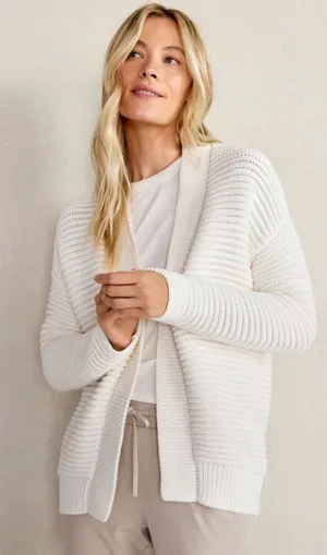 Haven Well Within Organic Cotton Ottoman Stitch Cardigan Ivory Chunky Knit thumbnail 1