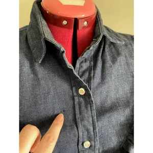 Lee Chambray button down ruffle front dark wash 1980s western thumbnail 7