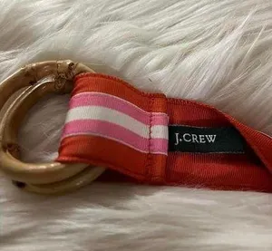 J.Crew Striped Ribbon Belt with Bamboo Buckle thumbnail 1