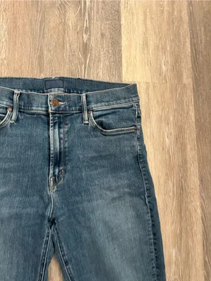 MOTHER Straight Leg Jeans Womens Size 30 Medium Wash High Rise Raw Hem Stretch thumbnail 6