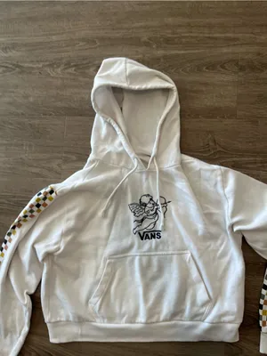 Vans Karina Hoodie Womens Medium Cream Cupid Cherub Checkerboard Crop Pullover thumbnail 5