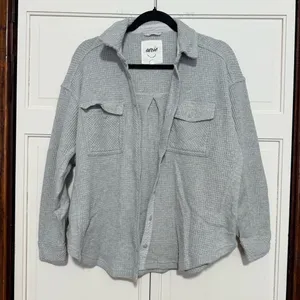 Aerie LumberJane Waffle Shirt in medium heather gray size XXS thumbnail 2
