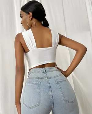 Cross Front Underwire Crop Top White thumbnail 3