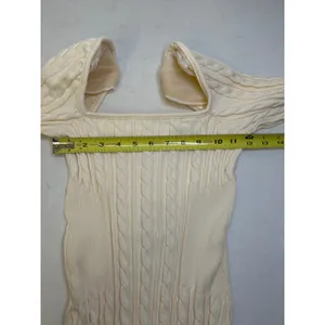 ASOS DESIGN long sleeve cable knit mini dress with frills lace up detail Size 8 thumbnail 7